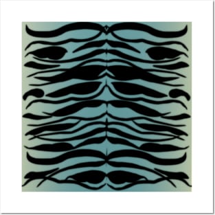 Tiger Skin Striped Pattern in Cerulean Blue Posters and Art